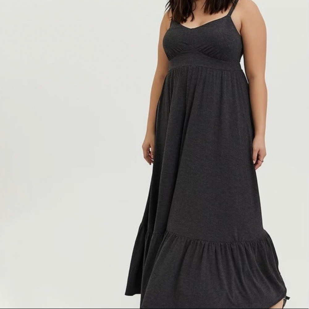 Torrid Grey Maxi Dress with sweetheart neckline